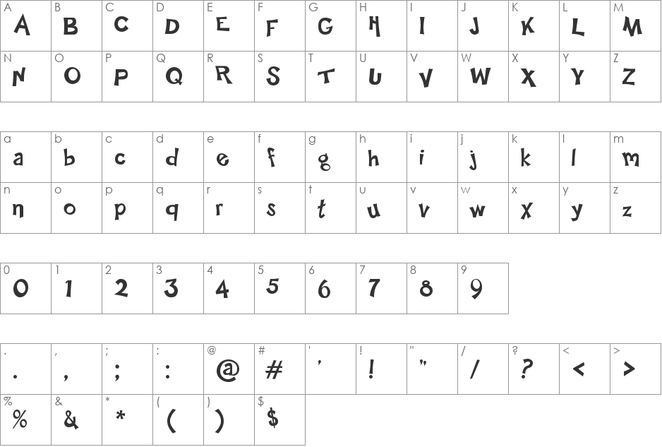 Happy Sans font character map preview
