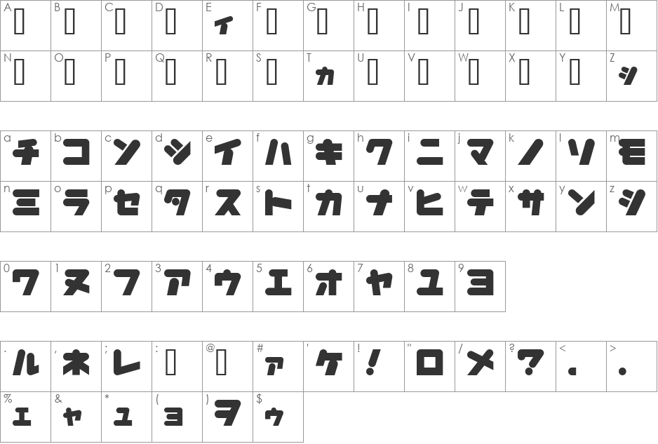 HappyChicken font character map preview