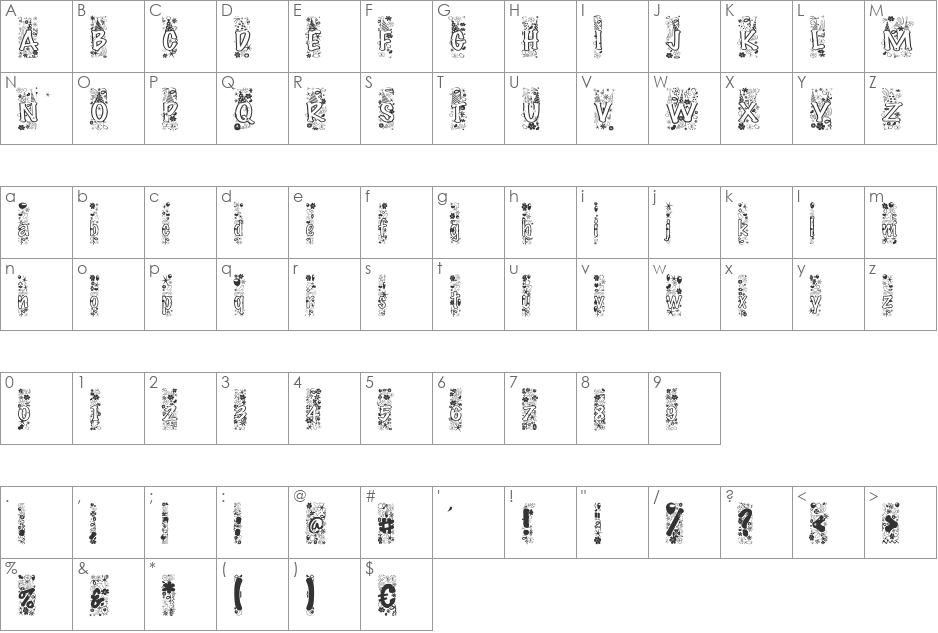 HAPPYdave font character map preview