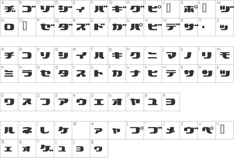 HappyFrame font character map preview