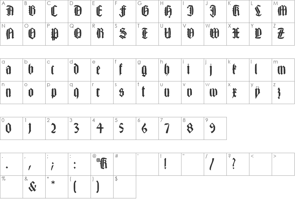 HappyFraxx font character map preview