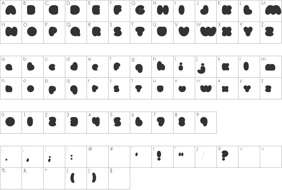 happyloverstown.eu - accapo font character map preview