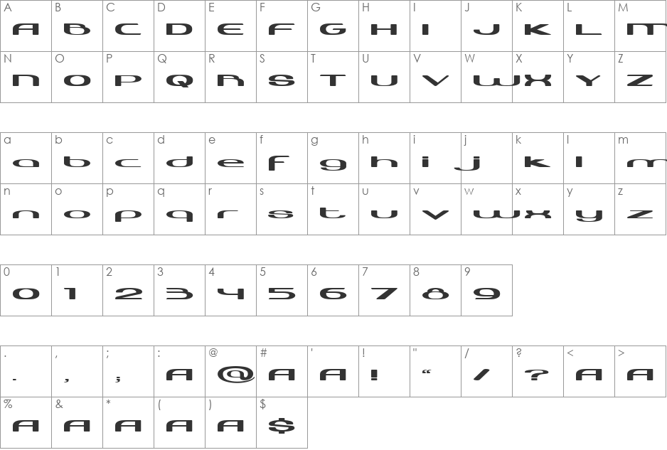 HarabaraNeo font character map preview
