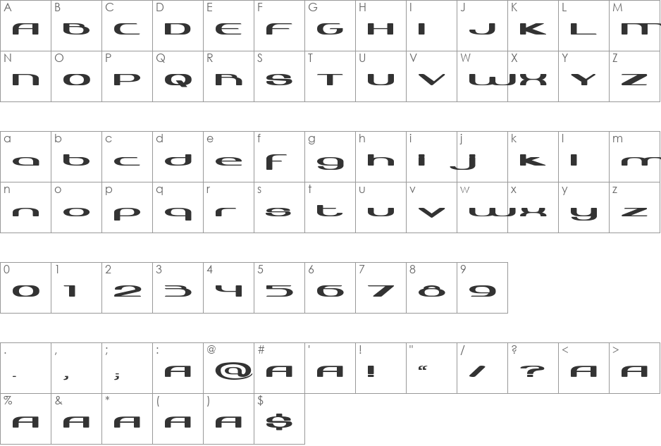 HarabaraNeo font character map preview