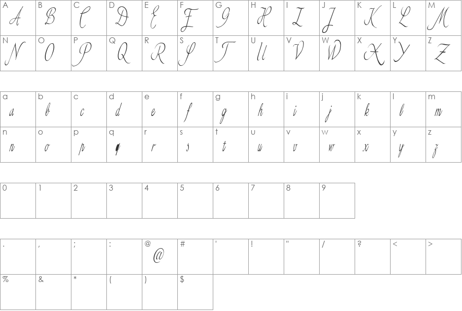 Arakne Demo font character map preview