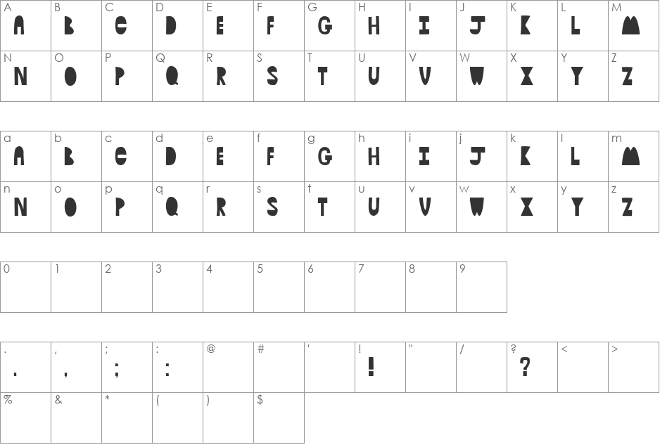 HardQuestions font character map preview