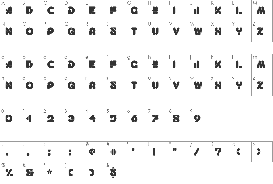 Haricot font character map preview
