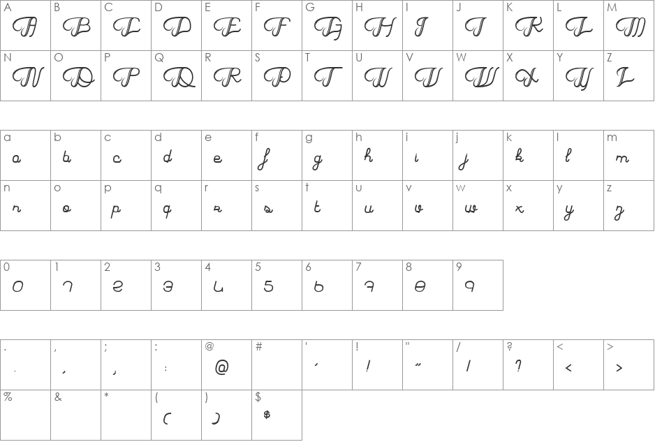 Haricot Magique font character map preview
