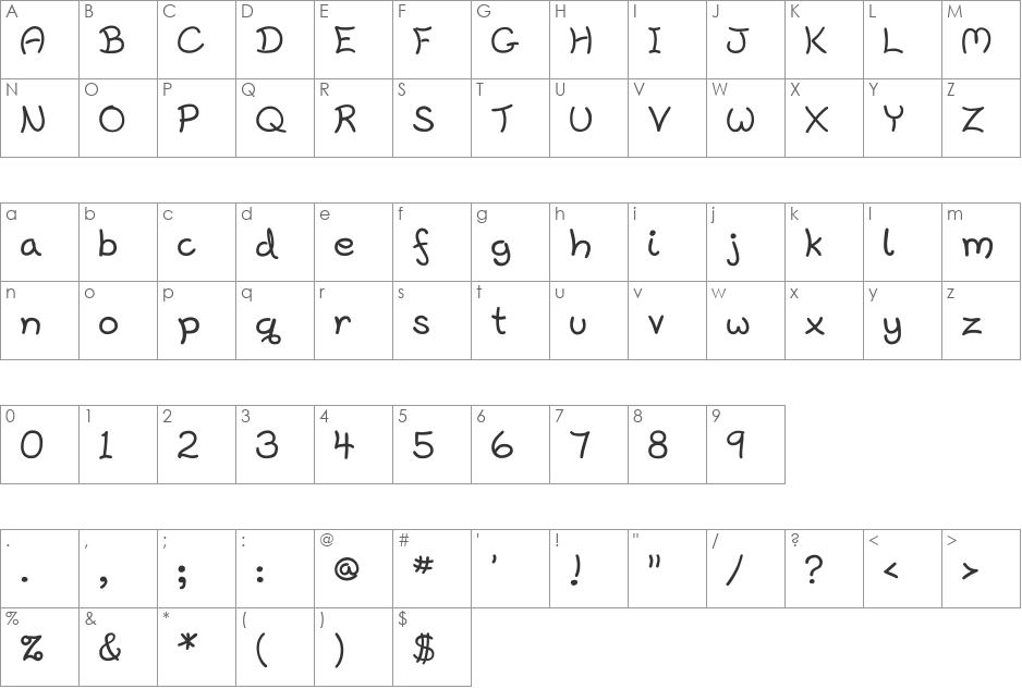 Harrowprint font character map preview
