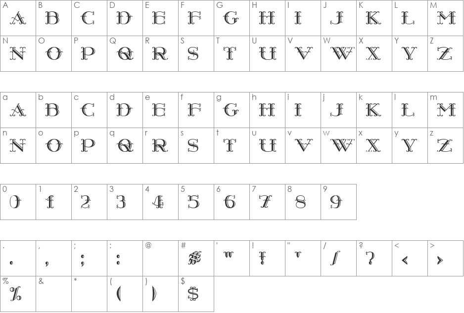 Harry Piel font character map preview