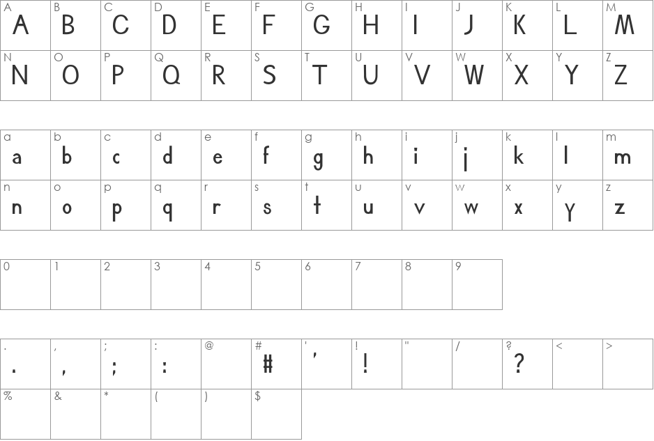 Hartl Ayela font character map preview