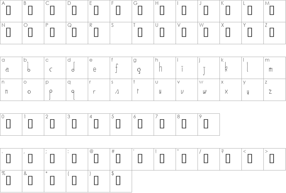 Harumph font character map preview