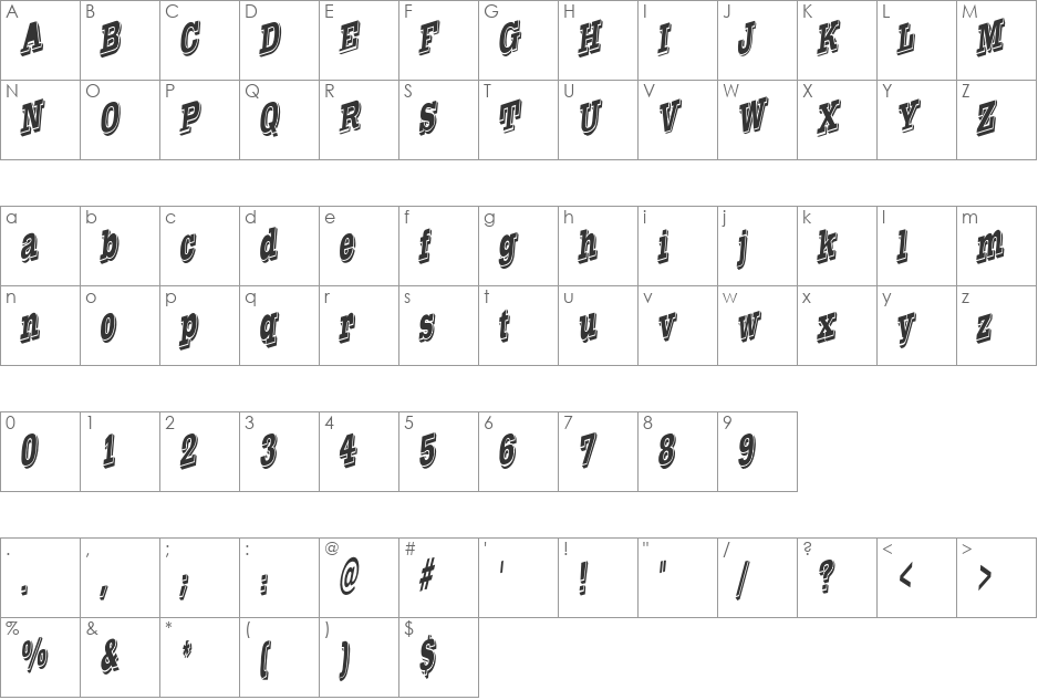 Hasp font character map preview