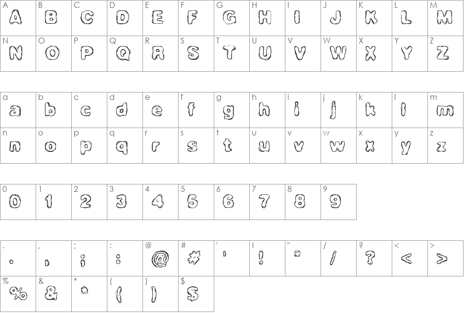 Hassle BRK font character map preview