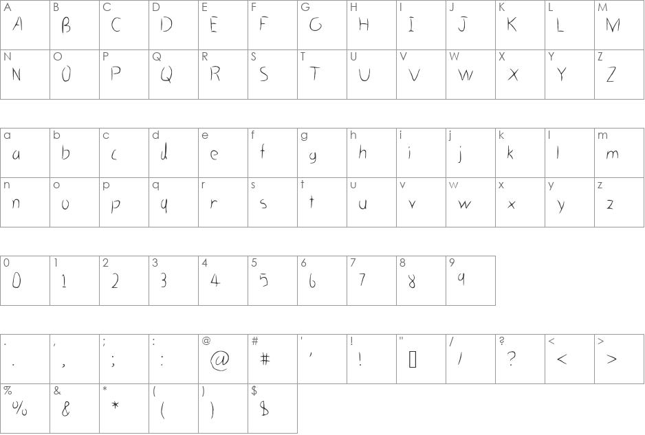 HastyGrass_VL font character map preview