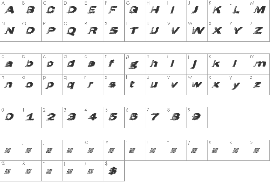 Hatch font character map preview