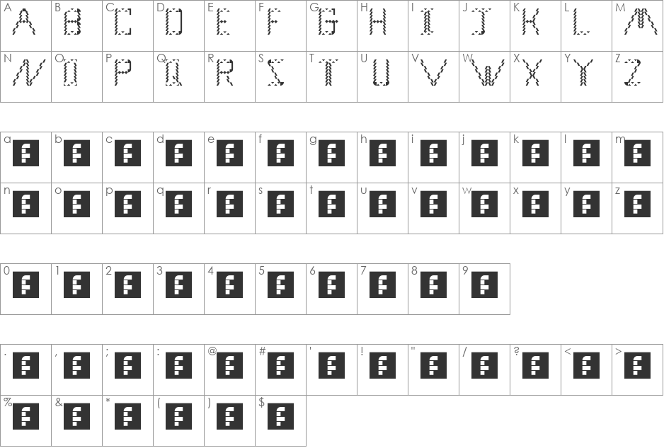 Hatfield01 font character map preview