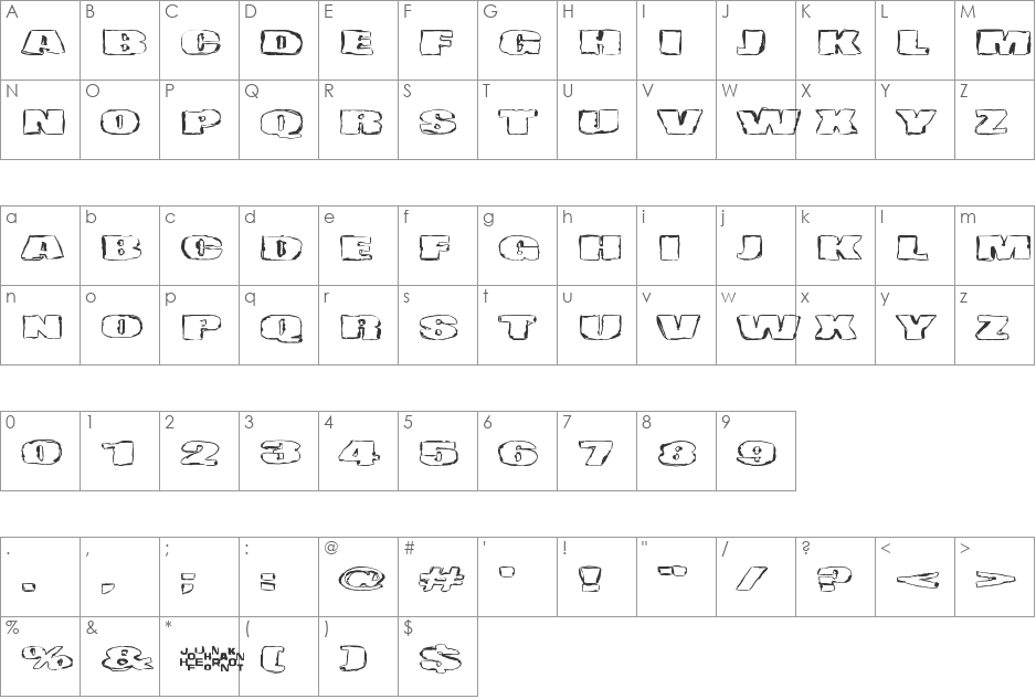 Haudankorva font character map preview
