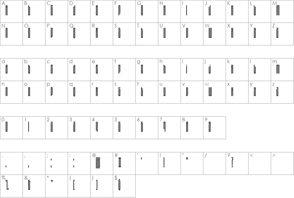 Hauptbahnhof Reverse font character map preview