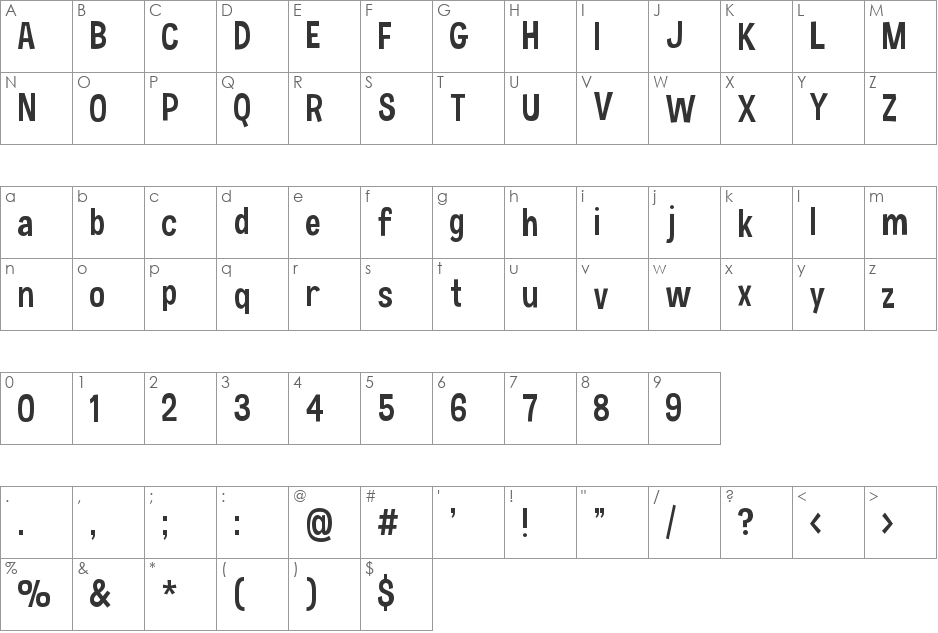 Hauracherell NC font character map preview