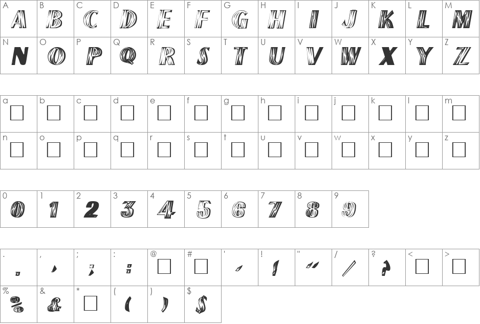 Haven font character map preview