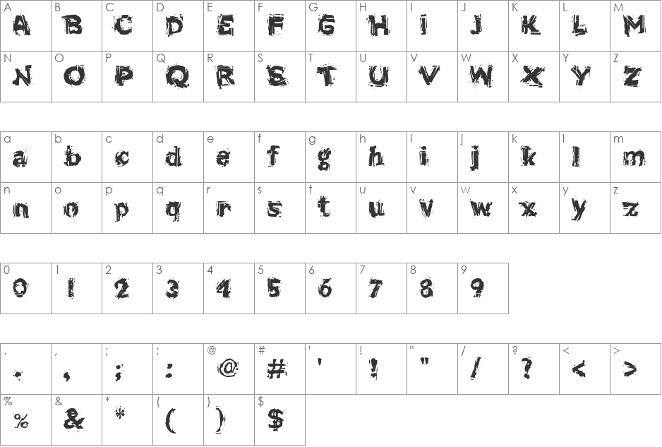 Havoc font character map preview