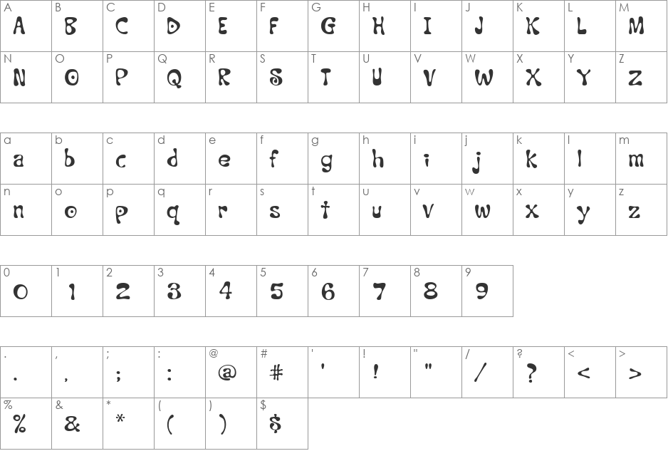 HavvaNiceDay font character map preview