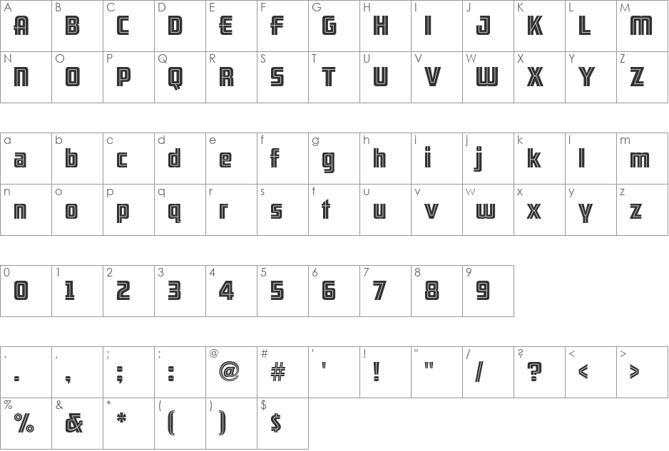 ARB 66 Neon Line JUN-37 font character map preview