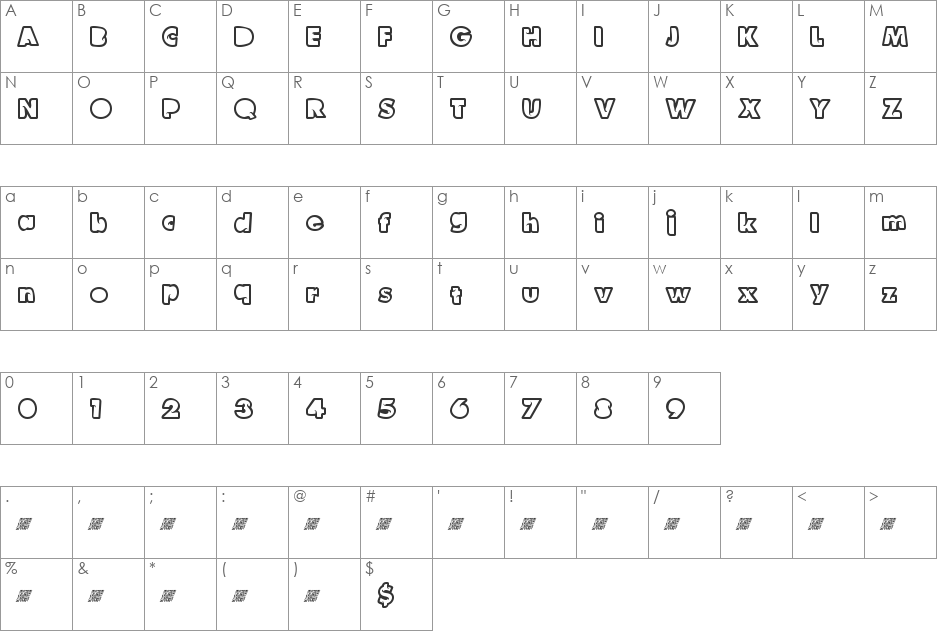 HawtComix font character map preview