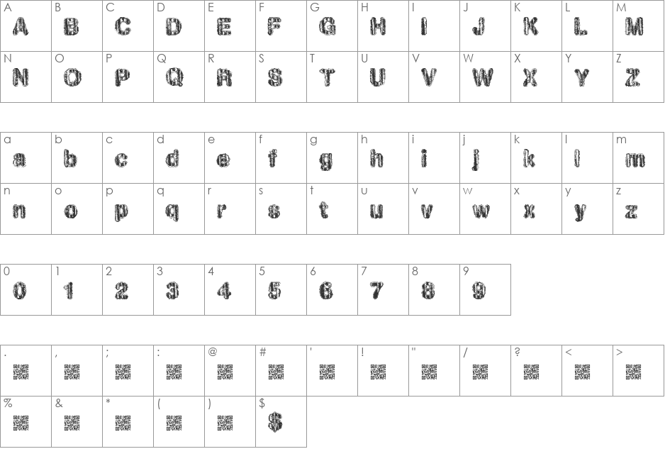 HawtWould font character map preview