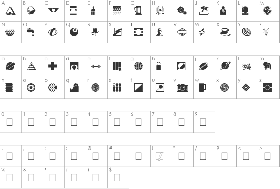 Haxton Logos TT font character map preview