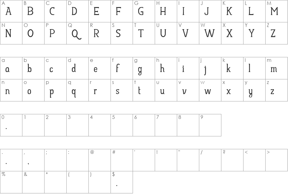 Hayyu Kaget font character map preview