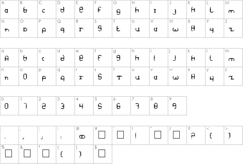 Haze font character map preview