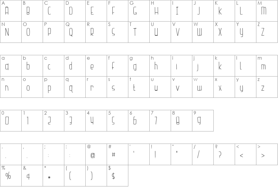 Hazelnut Water font character map preview