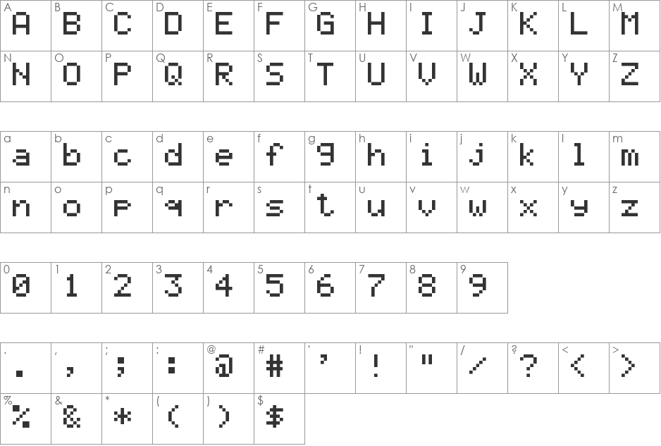 HD44780 font character map preview