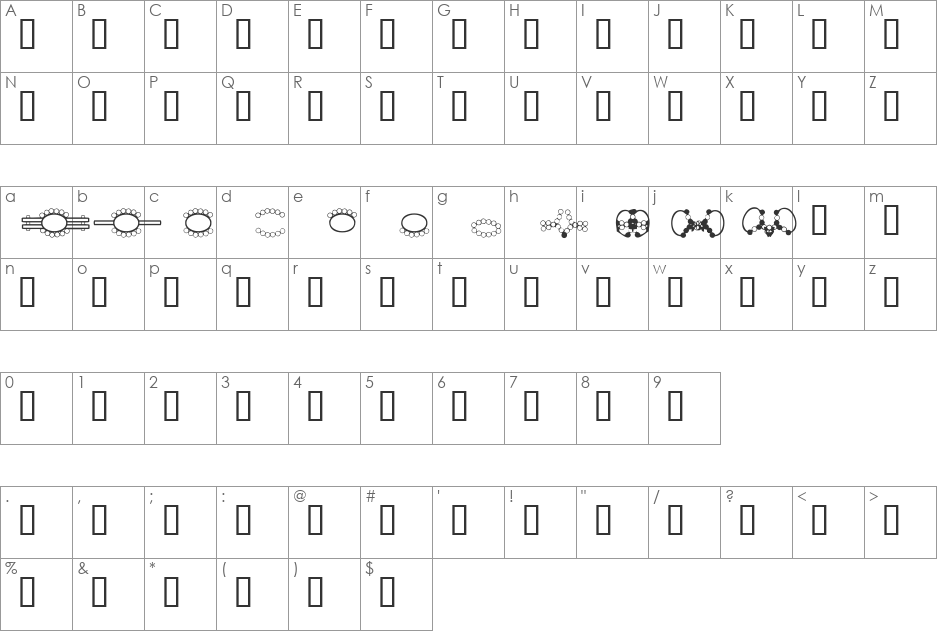 HDGEM1 font character map preview