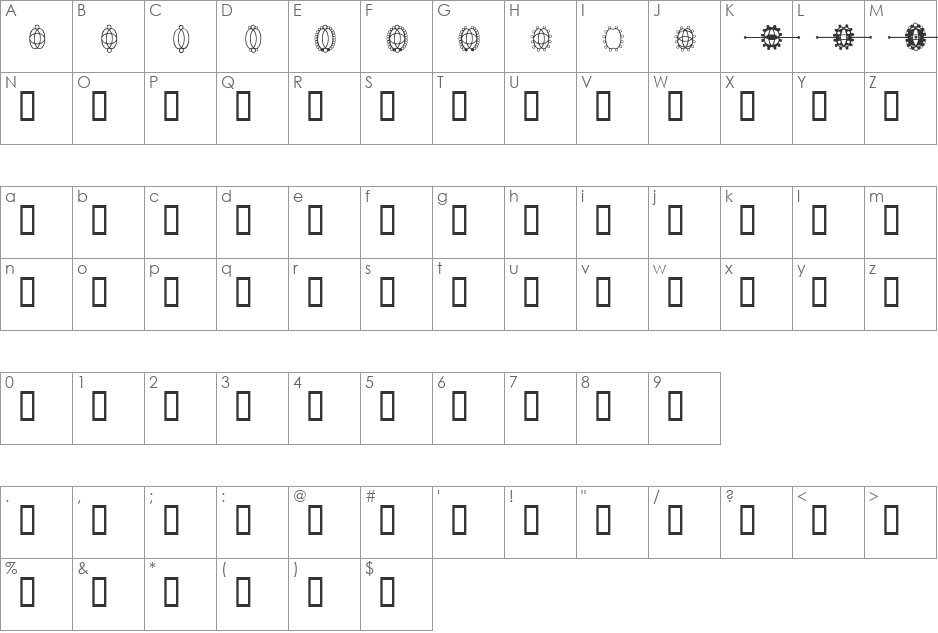 HDGEMS2 font character map preview