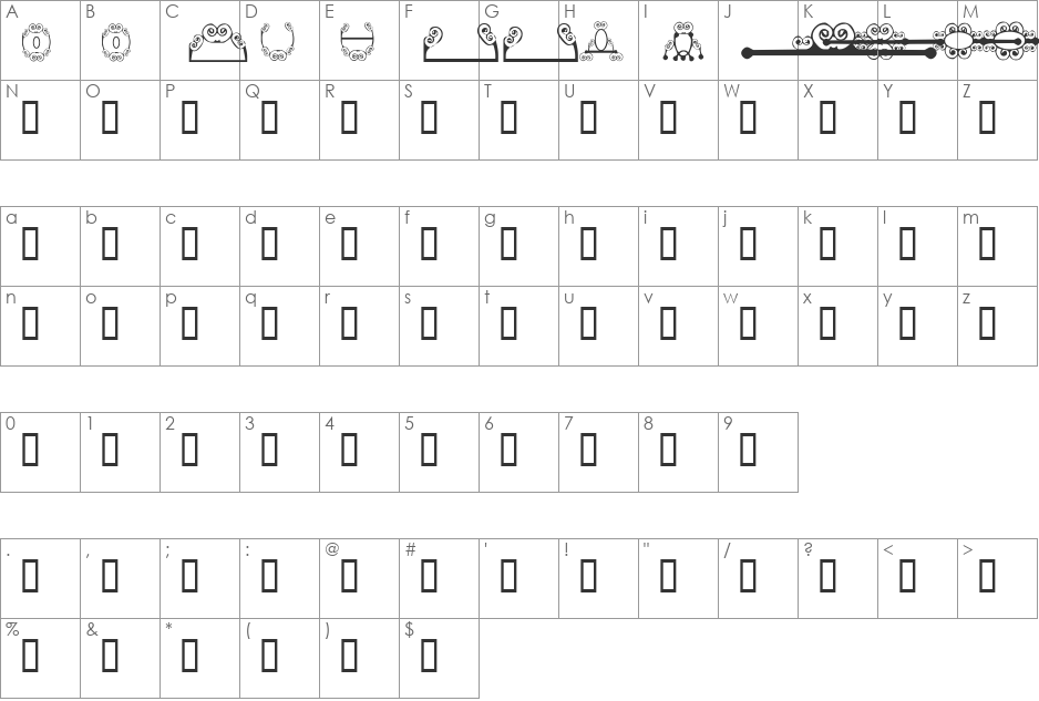 HDGEMS5 font character map preview