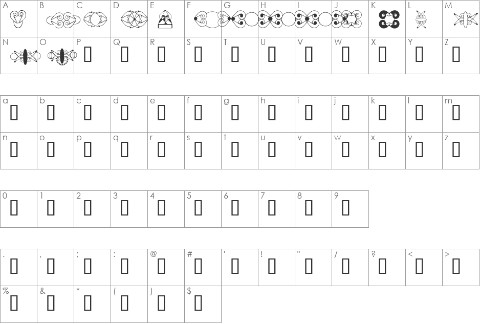 HDGEMS7 font character map preview