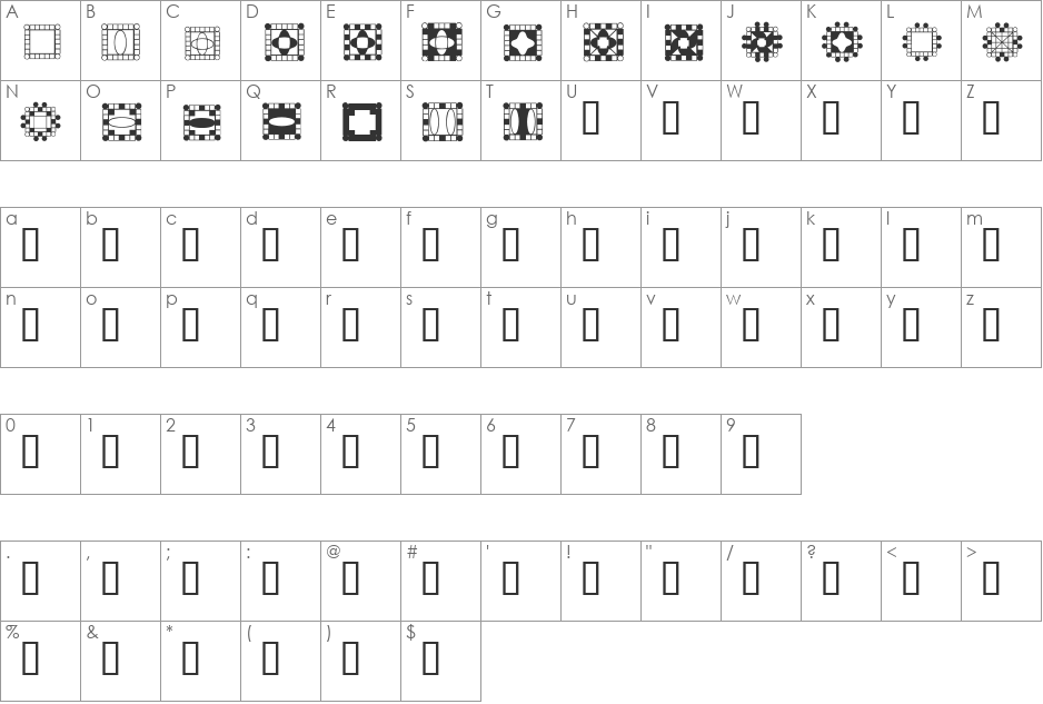 HDGEMS9 font character map preview