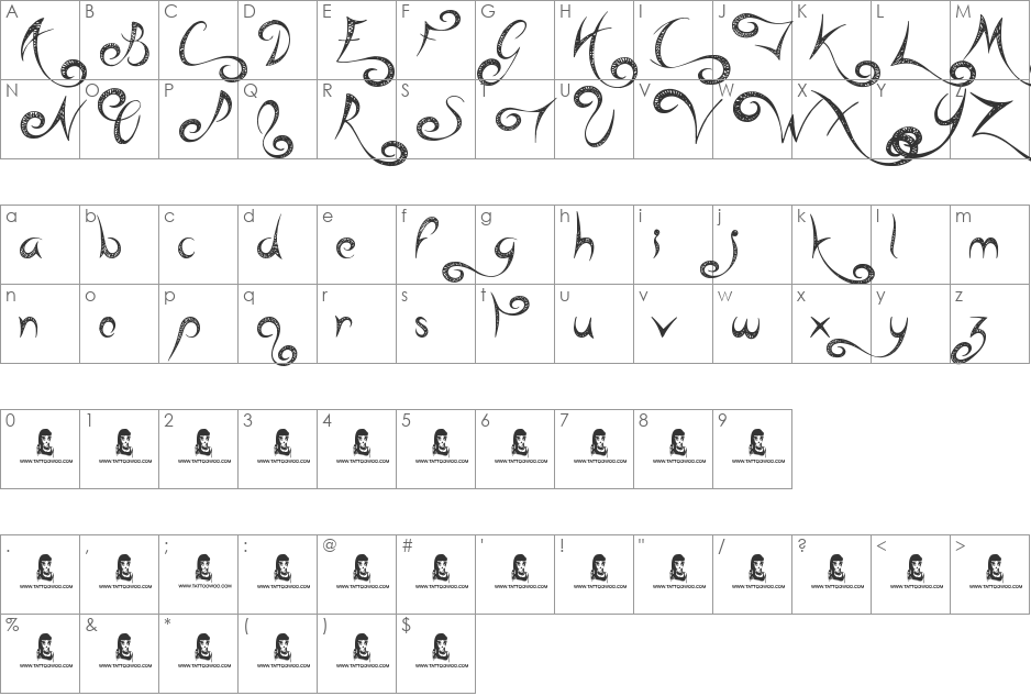 Head Case font character map preview