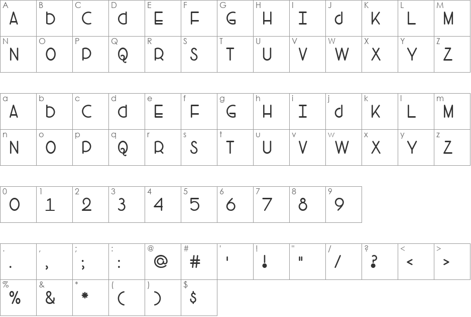 Head Versus Heart font character map preview