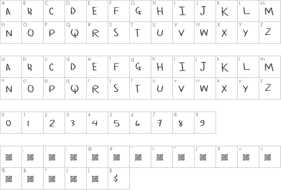 HeadShot font character map preview