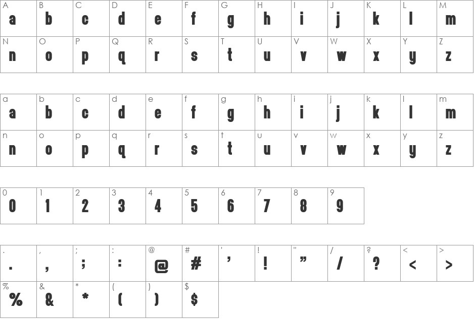 headthinker font character map preview