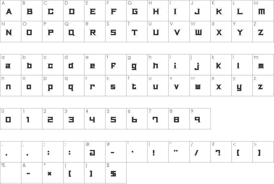 Heainz font character map preview