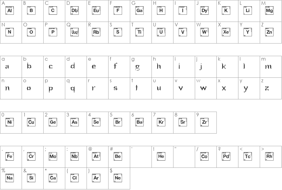 Heart Breaking Bad font character map preview