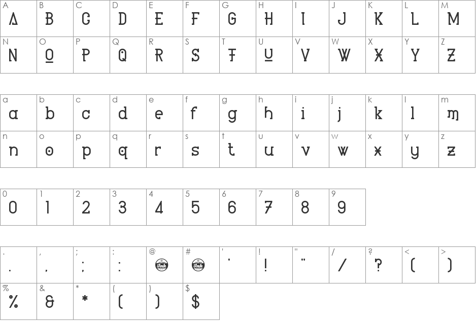 Heartbeat Synchronicity font character map preview
