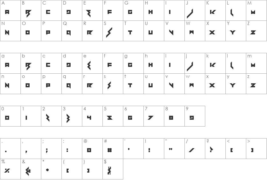 Heartbreaker font character map preview