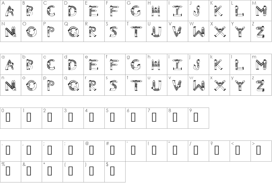 Arbitre font character map preview