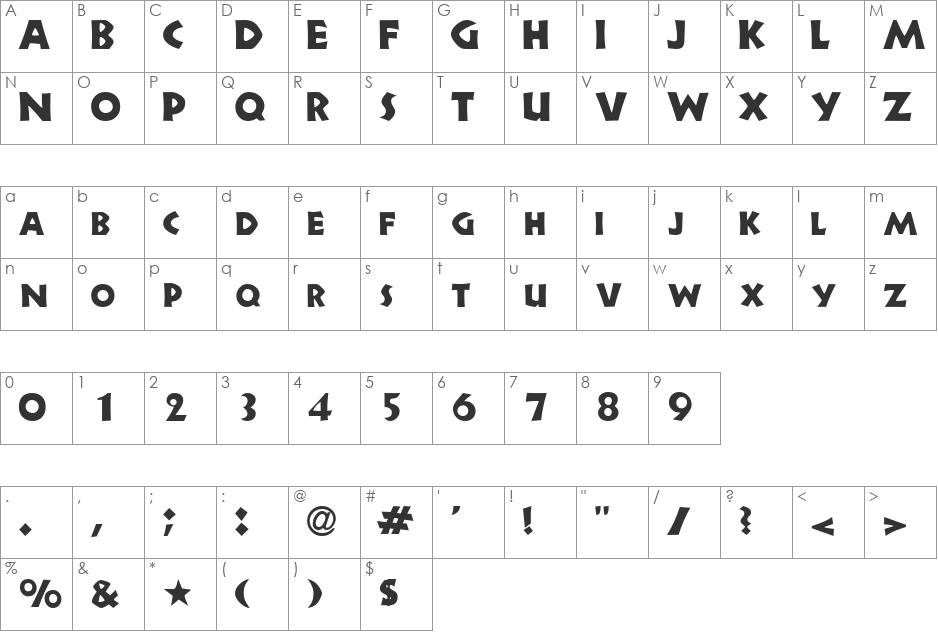HeartwoodDisplaySCapsSSi font character map preview
